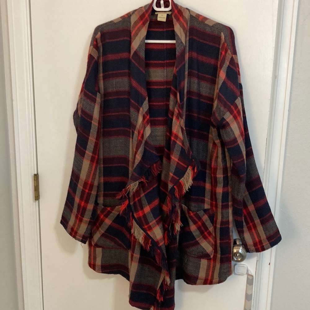 Lucky Brand Fall Colors Plaid Cardigan